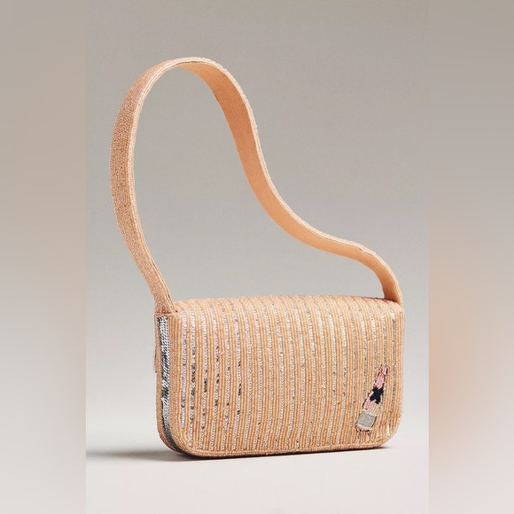 Anthropologie The Fiona Beaded Bag: Food & Drink Edition Champagne New Years - Picture 2 of 3